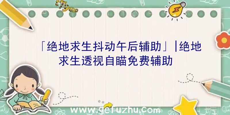 「绝地求生抖动午后辅助」|绝地求生透视自瞄免费辅助